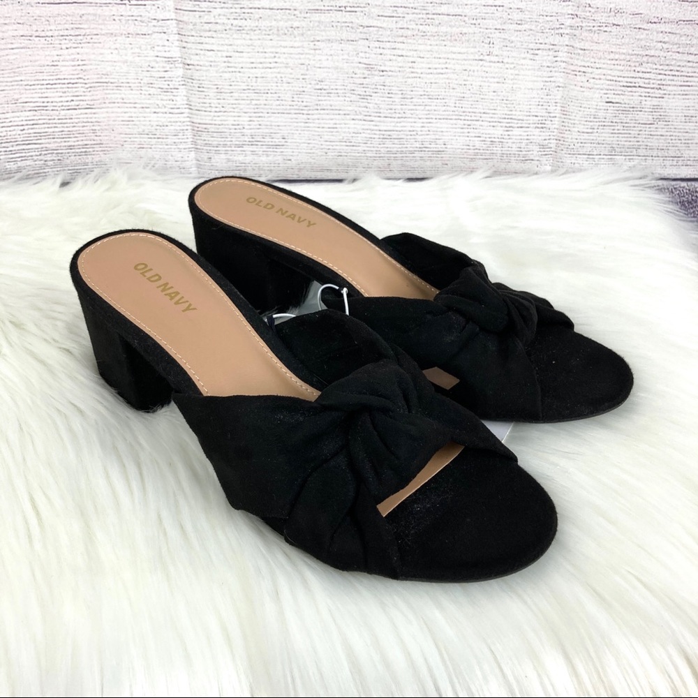 Old navy black velvet block heel sandals